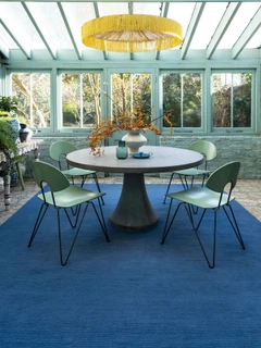 Bay Blue Cut and Loop Stripe rug by Farrow & Ball insitu image
