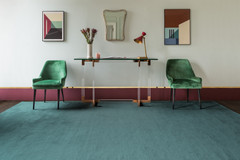 Leighton Teal Cut and Loop Stripe rug by Farrow & Ball landscape image
