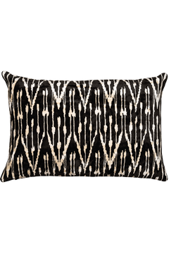 Velvet Ikat Pendant Black Cushion - flatshot image