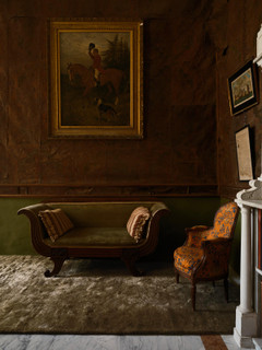 The Rug Company Mohair Shag rug, Willow colourway, in a period-style interior