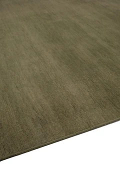 Caliche Silk rug in Olive, corner detail showing pile texture