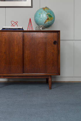 Wooster Blue Cut and Loop Stripe rug by Farrow & Ball insitu image 2
