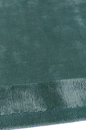 Leighton Teal Silk Border rug by Farrow & Ball side pile image
