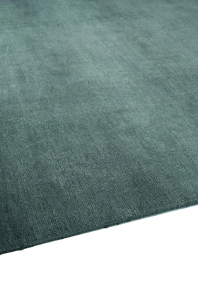 Caliche Silk rug in Aegean, corner detail showing pile texture