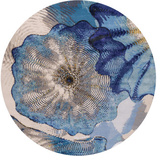Rosette by Chihuly Round Rug - flatshot white