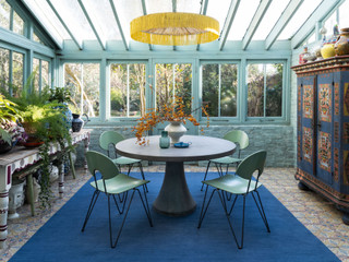 Bay Blue Cut and Loop Stripe rug by Farrow & Ball landscape image