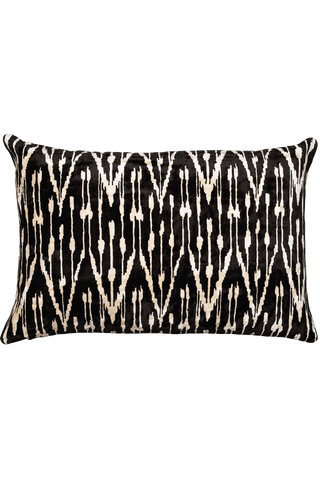 Velvet Ikat Pendant Black Cushion - flatshot image