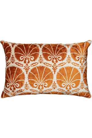 Velvet Ikat Fan Orange Cushion - flatshot image