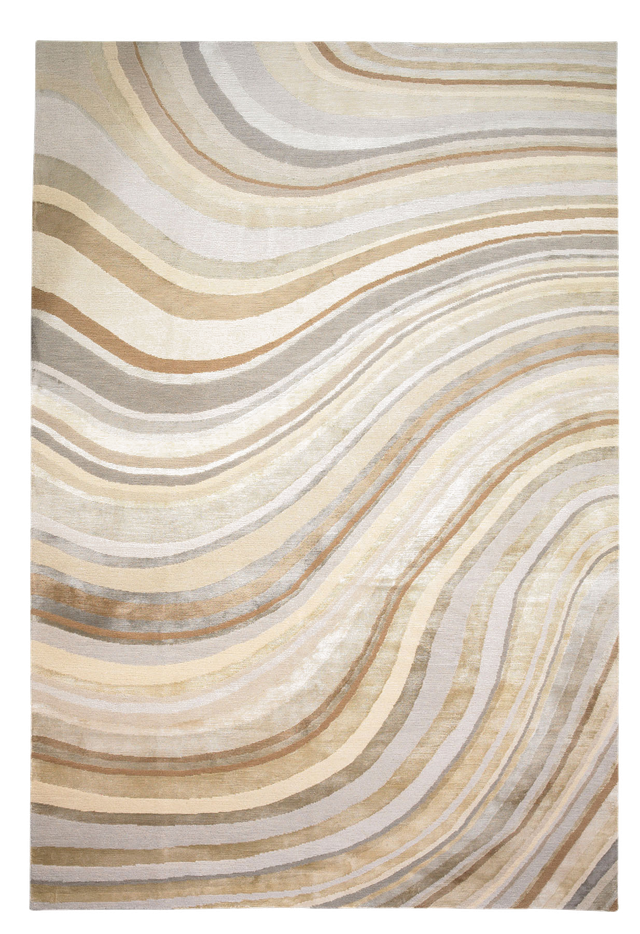 Pale Wool Rugs Pale Swirl Handknotted Tibetan Wool Cut Pile rug by Paul Smith