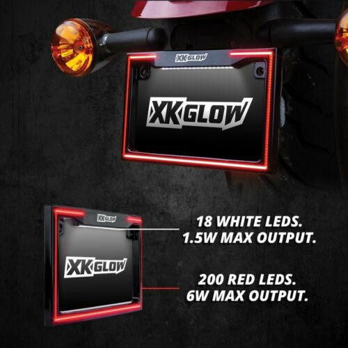XKGlow Xkglow Xk034018-B Motorcycle Led License Plate Frame With Running Turn & Brake 