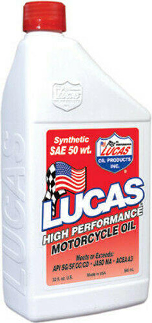  Lucas Oil 10765 High-Performance Full-Syn Motorcycle Engine Motor Oil 50W 1Qt 