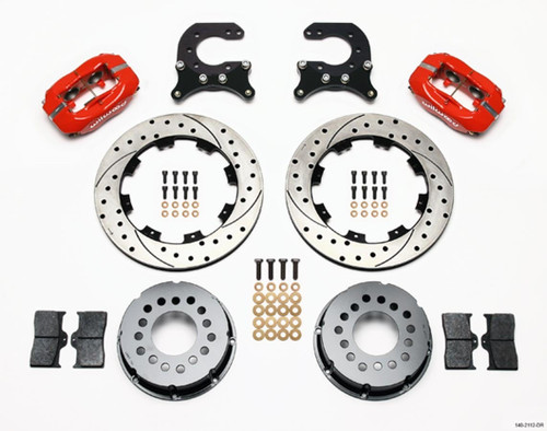 WILWOOD Wilwood 140-2112-DR Brake Kit Rear Chevy 12- Bolt Billet Caliper Red 