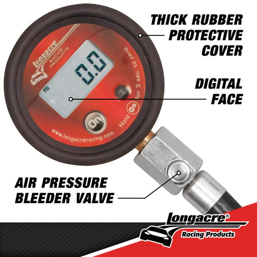 Longacre 53006 Digital Tire Air Pressure Gauge 0-60 PSI Go Kart Racing Tires Min