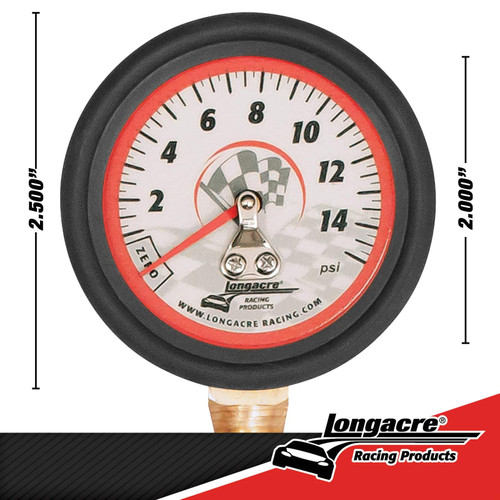 Longacre Racing 52034 Standard 2" GID Tire Pressure Gauge 0-15 PSI by 1/4 LB
