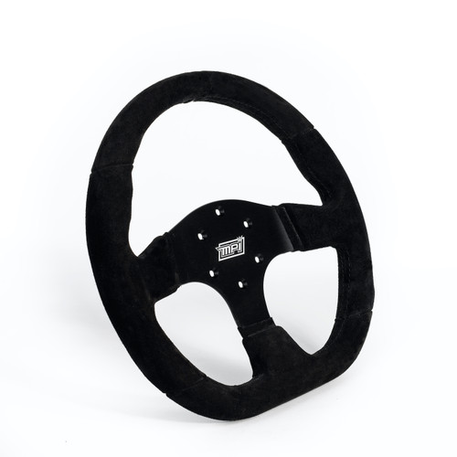 MPI 13" 6-Bolt D-Shaped Suede Steering Wheel - All Black