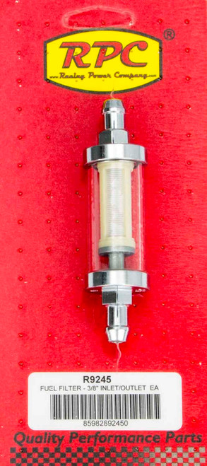 Racing Power Co-Packaged 5/16In Chrome/Clear Fuel Filter