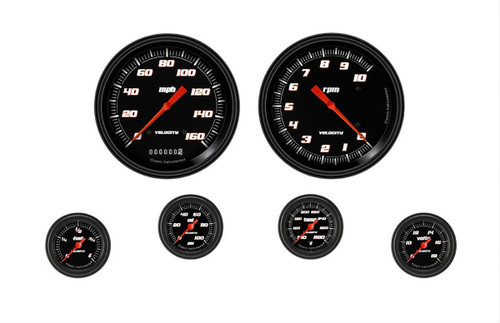 CLASSIC INSTRUMENTS Classic Instruments VS151BBLF Velocity Black 6 Gauge Set 2-1/8 Full Sweep 
