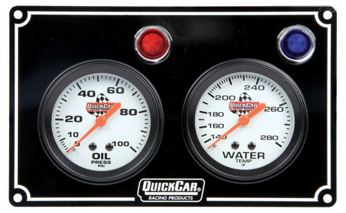 QUICKCAR RACING PRODUCTS Quickcar Racing Products 61-6701 2 Gauge Panel  OP/WT Black 