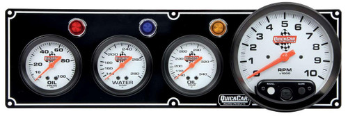 QUICKCAR RACING PRODUCTS Quickcar Racing Products 61-6741 3-1 Gauge Panel OP/WT/OT w/5in Tach Black 