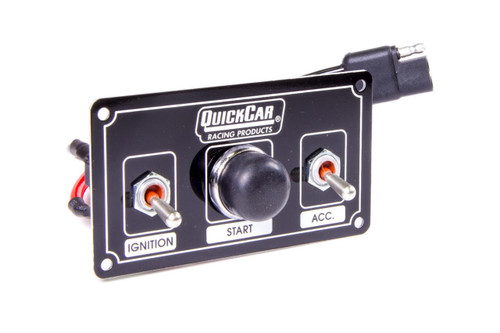 QUICKCAR RACING PRODUCTS Quickcar Racing Products 50-820 Ignition Panel Black w/ Weatherproof Switches 