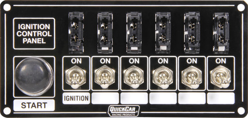 QUICKCAR RACING PRODUCTS Quickcar Racing Products 50-863 Ignition Panel Black Fused w/Start Button 