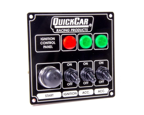 QUICKCAR RACING PRODUCTS Quickcar Racing Products 50-825 Ignition Panel Black w/ 2 Acc. & Lights 50-825 