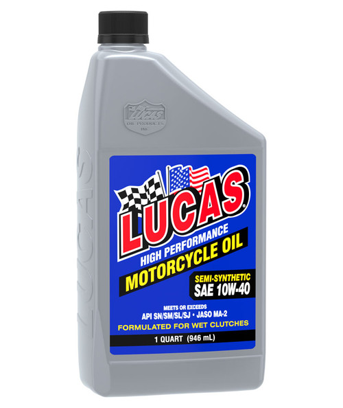 Lucas Oil High Performance 10W-40 Semi-Synthetic Motorcycle Oil - 1 Quart