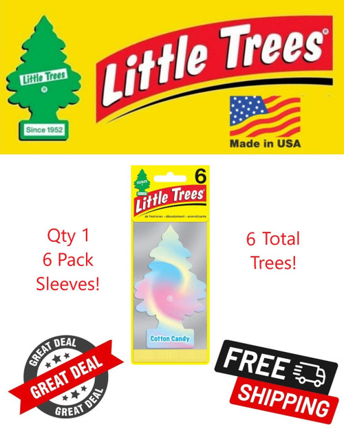  Little Trees U6P-60282 Cotton Candy Hanging Air Freshener for Car & Home 6 Pack! 