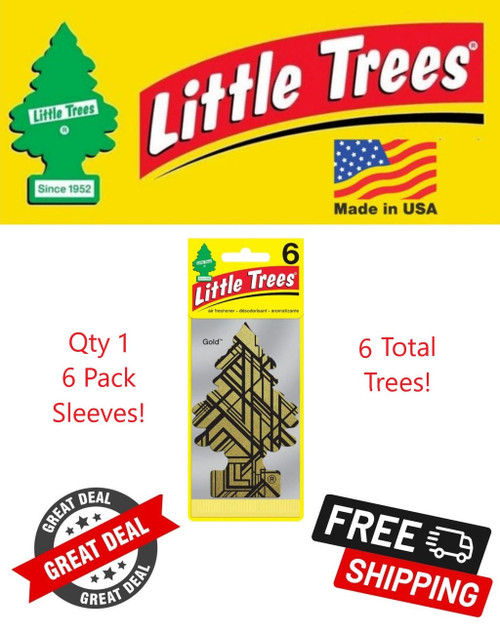  Little Trees U6P-60210 Gold Scented Hanging Air Freshener for Car & Home 6 Pack! 