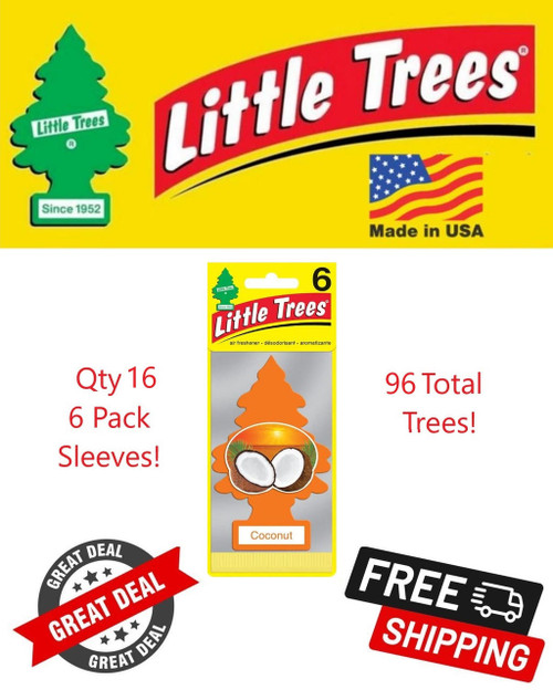  Little Trees 60317-96PACK-6CTS Coconut Scent Hanging Air Freshener for Car & Home 96 Pack! 