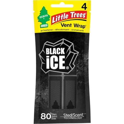  Little Trees Black Ice Scented Air Freshener Vent Wrap For Car & Home - 4 Pack! 