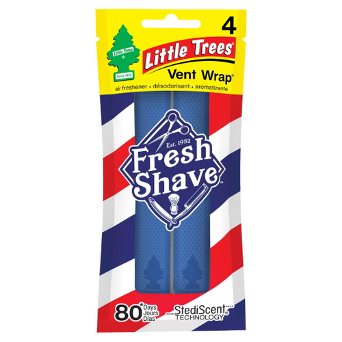 Little Trees CTK-52745-24 Fresh Shave Scent Air Freshener Vent Wrap for Car & Home - 4 Pack!