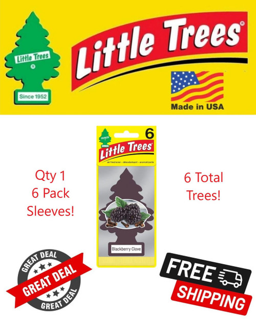  Little Trees U6P-67343-6PACK-6CTS Blackberry Clove Hanging Air Freshener for Car/Home 6 Pack 