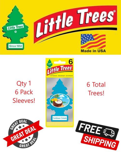  Little Trees 60324 Caribbean Colada Hanging Air Freshener for Car/Home 6 Pack! 