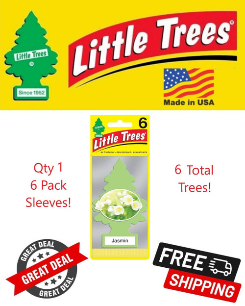  Little Trees 60433 Jasmin Scented Hanging Air Freshener for Car & Home 6 Pack! 