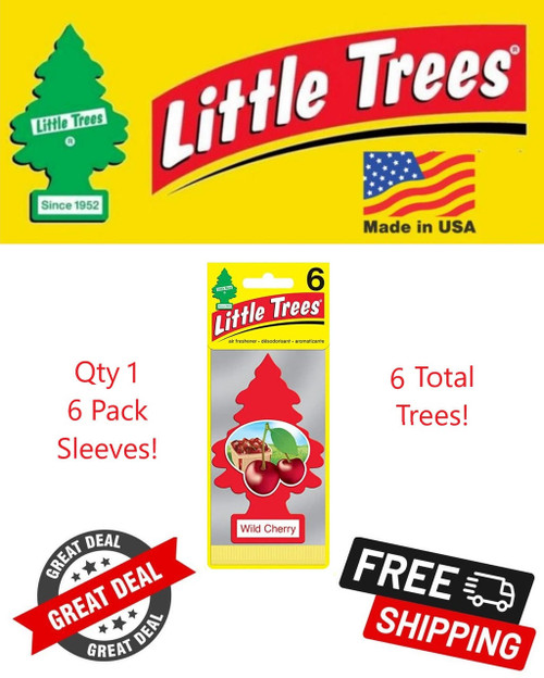  Little Trees U6P-60311 Wild Cherry Hanging Air Freshener for Car & Home 6 Pack! 