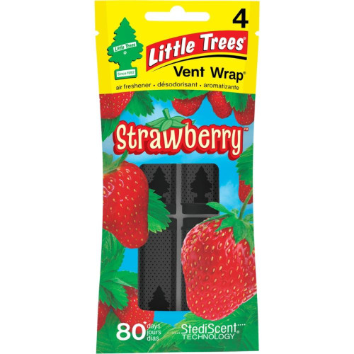  Little Trees Strawberry Scent Air Freshener Vent Wrap For Car & Home - 4 Pack! 