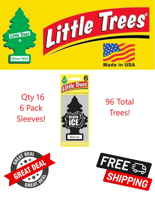  Little Trees U6P-60155-96PACK-6CTS Black Ice Hanging Air Freshener for Car & Home 96 Pack! 