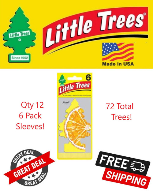  Little Trees U6P-67332-72PACK-6CTS Sliced Scent Hanging Air Freshener for Car & Home 72 Pack! 