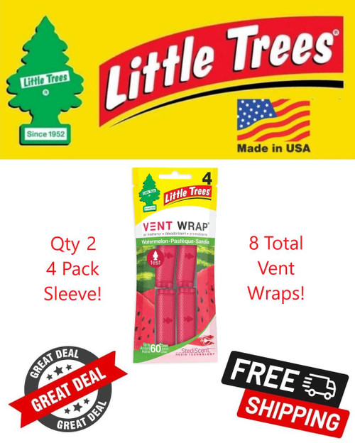  Little Trees CTK-52744-24-8PACK-4CTS Watermelon Scent Air Freshener Vent Wrap for Car & Home - 8 Pack! 