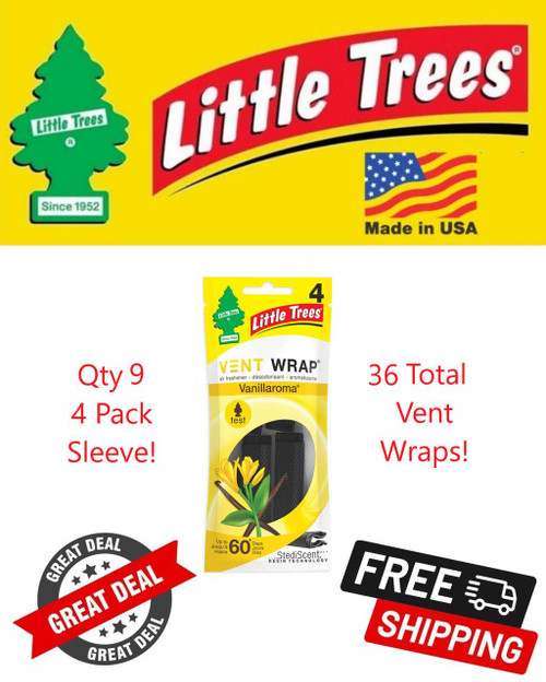  Little Trees CTK-52732-24-36PACK-4CTS Vanillaroma Scent Air Freshener Vent Wrap for Car & Home - 36 Pack! 