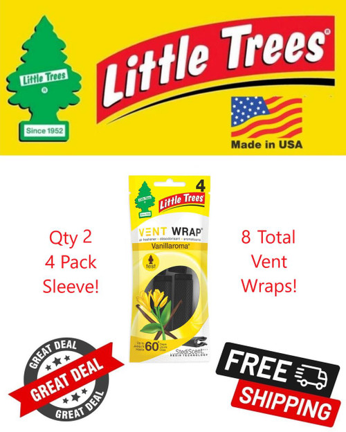  Little Trees CTK-52732-24-8PACK-4CTS Vanillaroma Scent Air Freshener Vent Wrap for Car & Home - 8 Pack! 