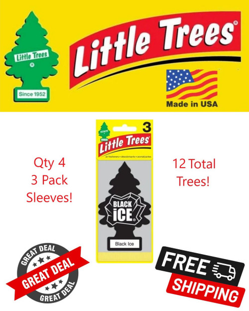  Little Trees U3S-32055-12PACK Black Ice Hanging Air Freshener for Car/Home 12 Pack! 