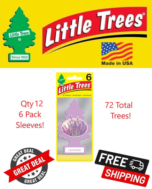  Little Trees 60435-72PACK-6CTS Lavender Scent Hanging Air Freshener for Car & Home 72 Pack! 