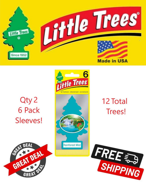  Little Trees 60106-12PACK-6CTS Rainforest Mist Hanging Air Freshener for Car & Home 12 Pack 