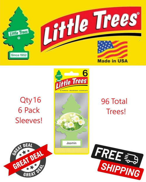  Little Trees 60433-96PACK-6CTS Jasmin Scented Hanging Air Freshener for Car & Home 96 Pack! 