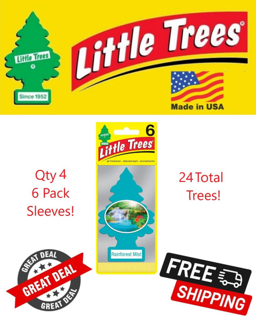  Little Trees 60106-24PACK-6CTS Rainforest Mist Hanging Air Freshener for Car & Home 24 Pack 
