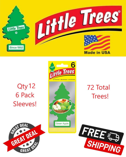  Little Trees 60316-72PACK-6CTS Green Apple Hanging Air Freshener for Car & Home 72 Pack! 