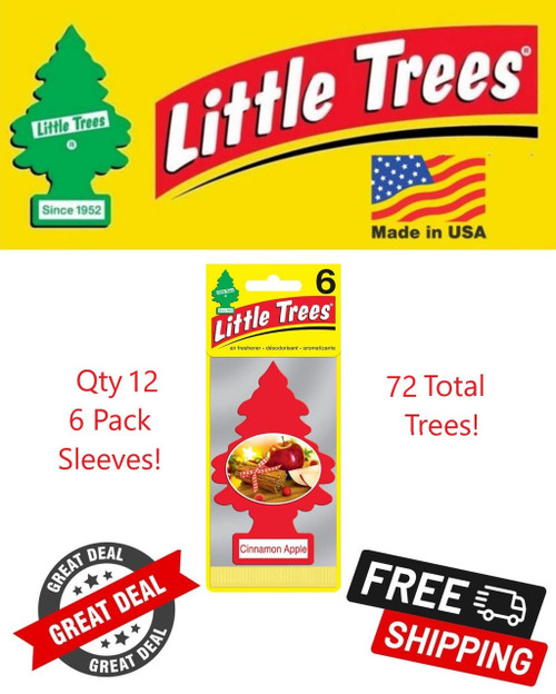  Little Trees 60338-72PACK-6CTS Cinnamon Apple Hanging Air Freshener for Car & Home 72 Pack! 