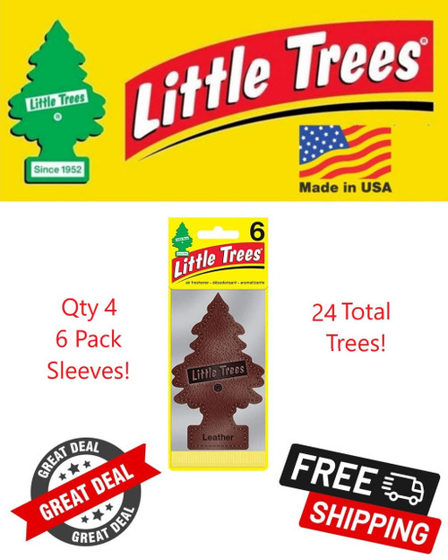  Little Trees U6P-60290-24PACK-6CTS Leather Scented Hanging Air Freshener for Car & Home 24 Pack! 